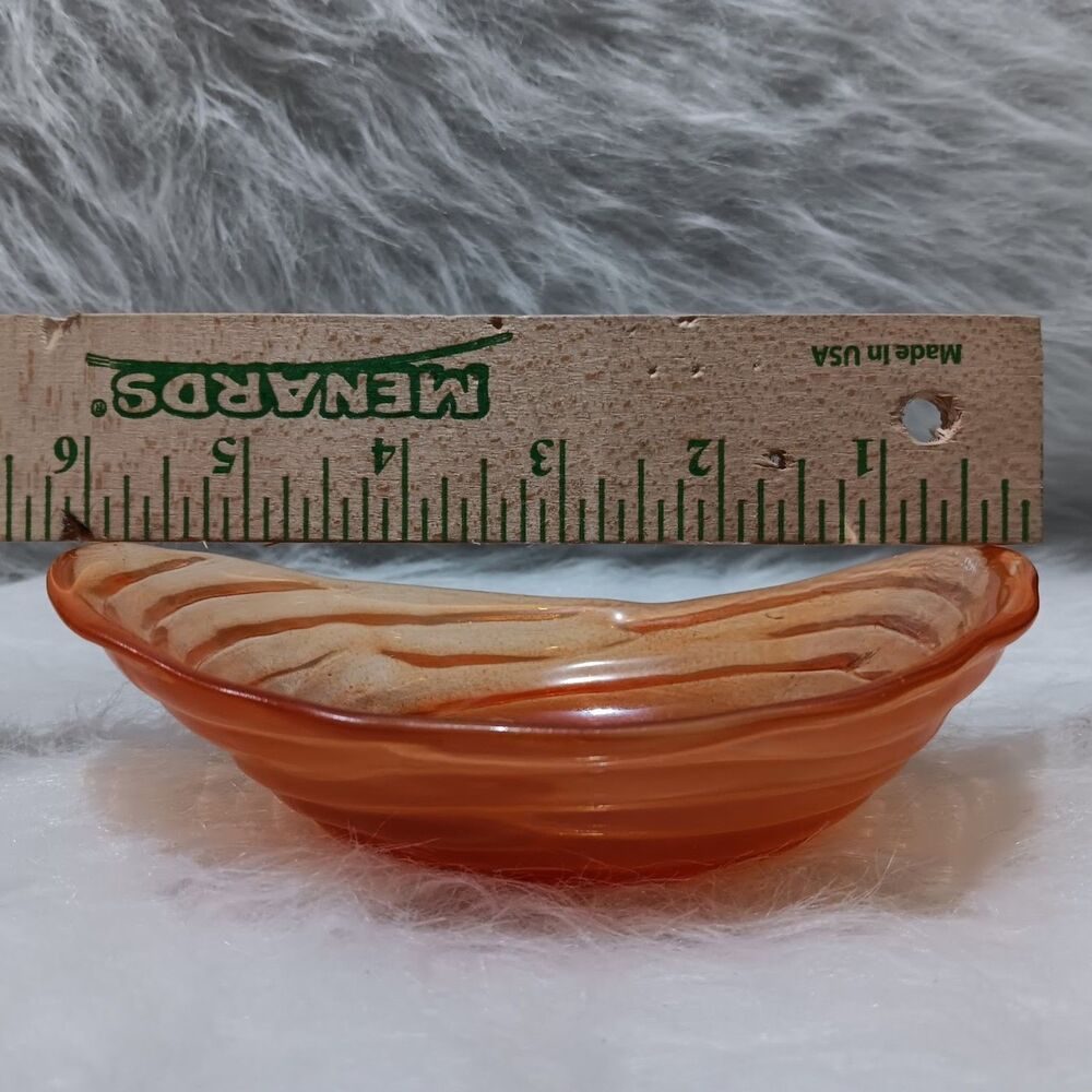 vintage orange art glass candy dish - Picture 3 of 6